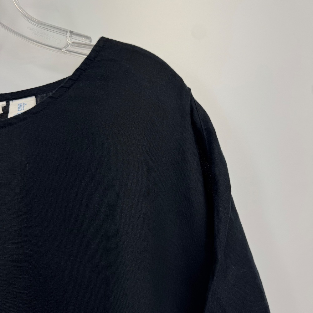 Sigrid Olsen Black 100% Linen Boxy Dolman Sleeve Blouse Top Womens Small - Picture 7 of 12
